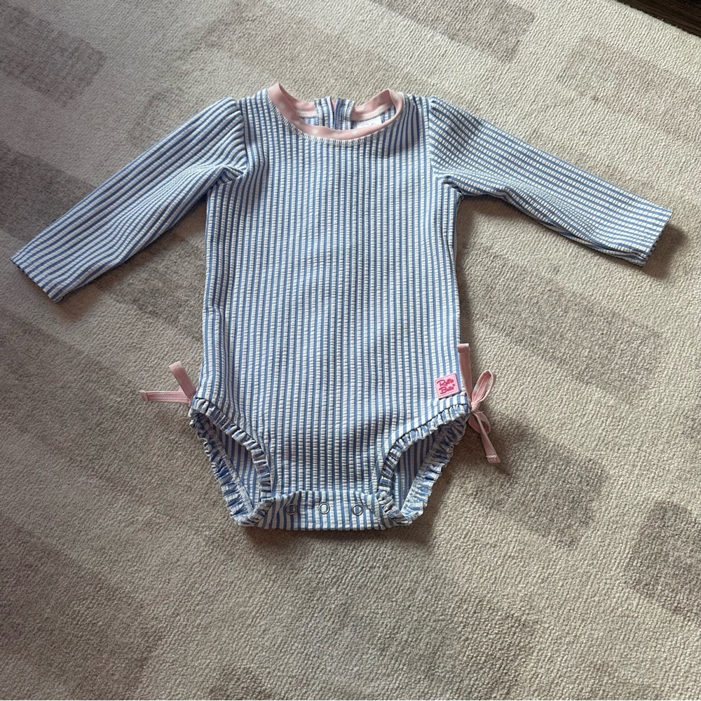 Ruffle Butts Seersucker One Piece Bathing Suit (Size 12-18 Months)